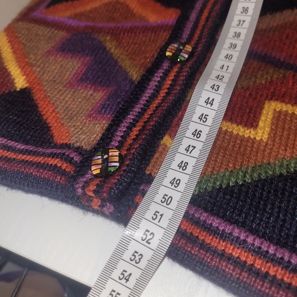 Vintage Southwestern Folk Art Knit Cardigan Animal Motif Button Up Sweater - Picture 12 of 12